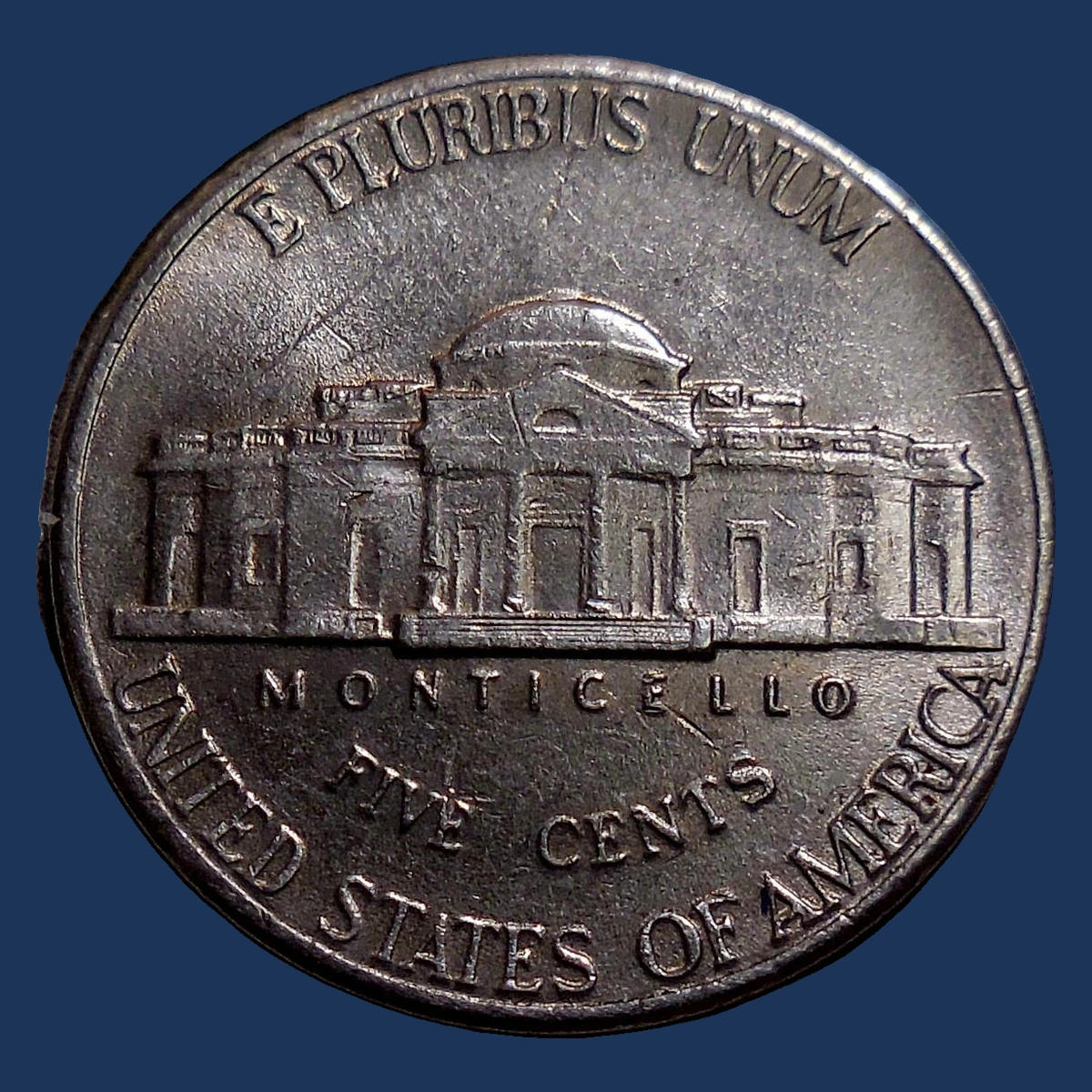 2002 Jefferson Nickel: Die Crack / Die Chip