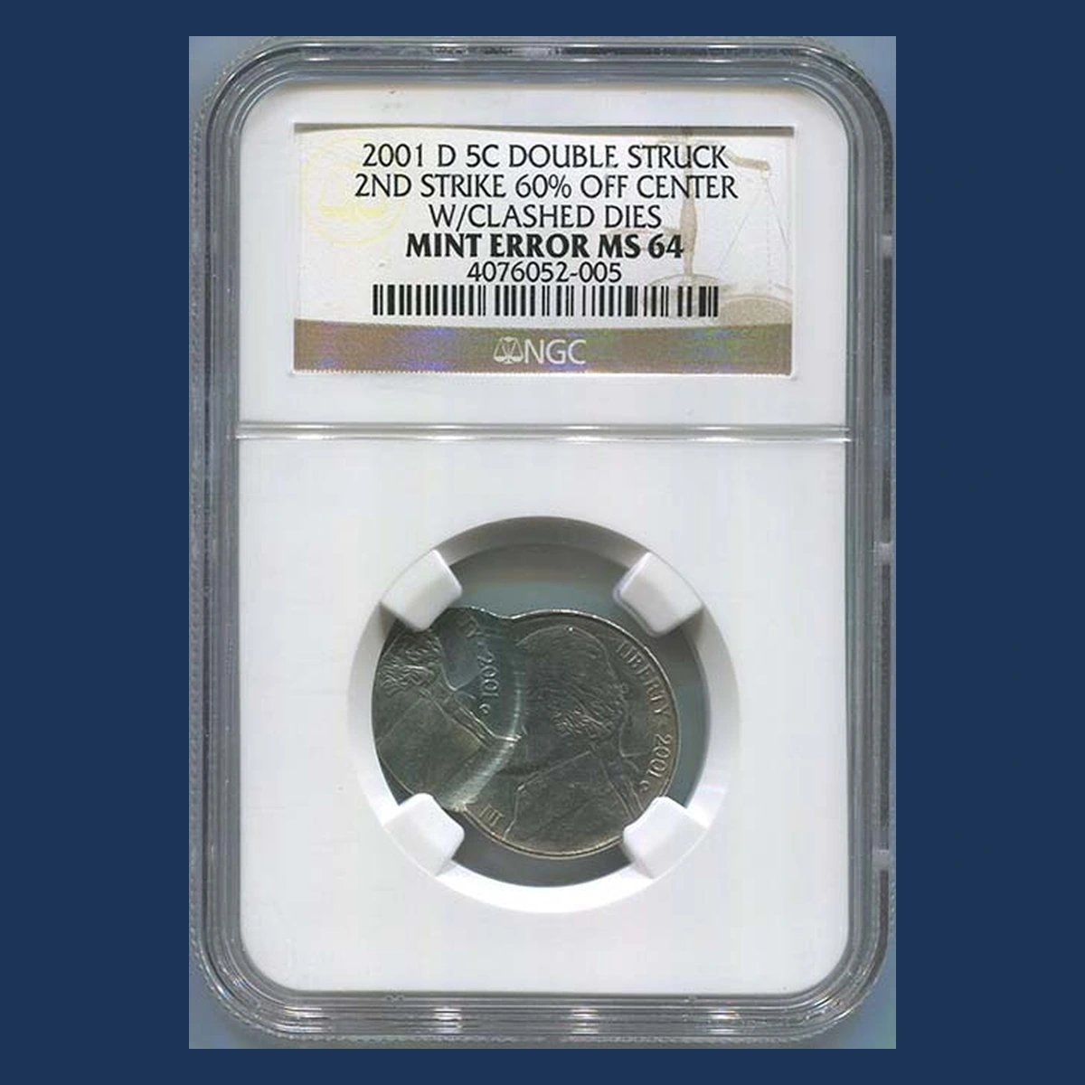 2001 Jefferson Nickel: Off-Center Strike