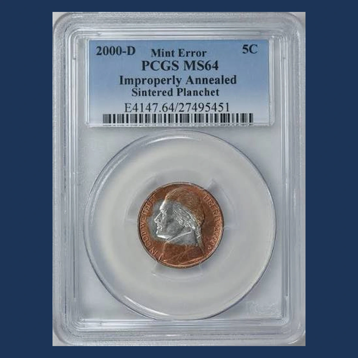 2000 Jefferson Nickel: Improper Annealing