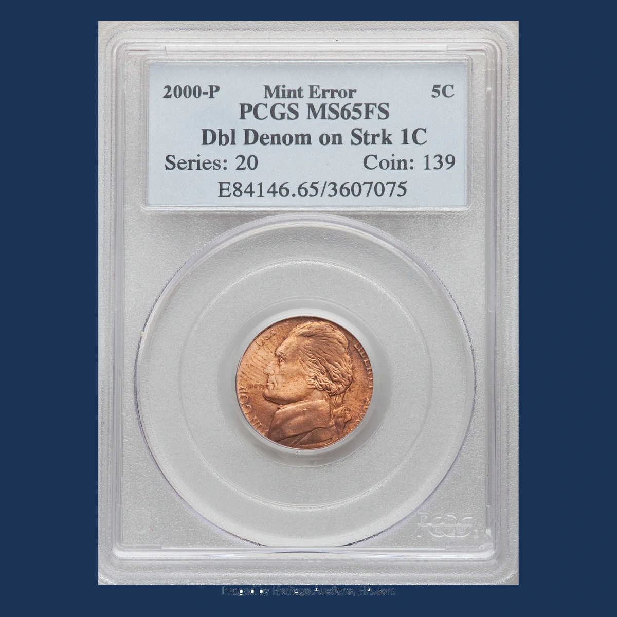 2000 Jefferson Nickel: Double denomination on a struck cent