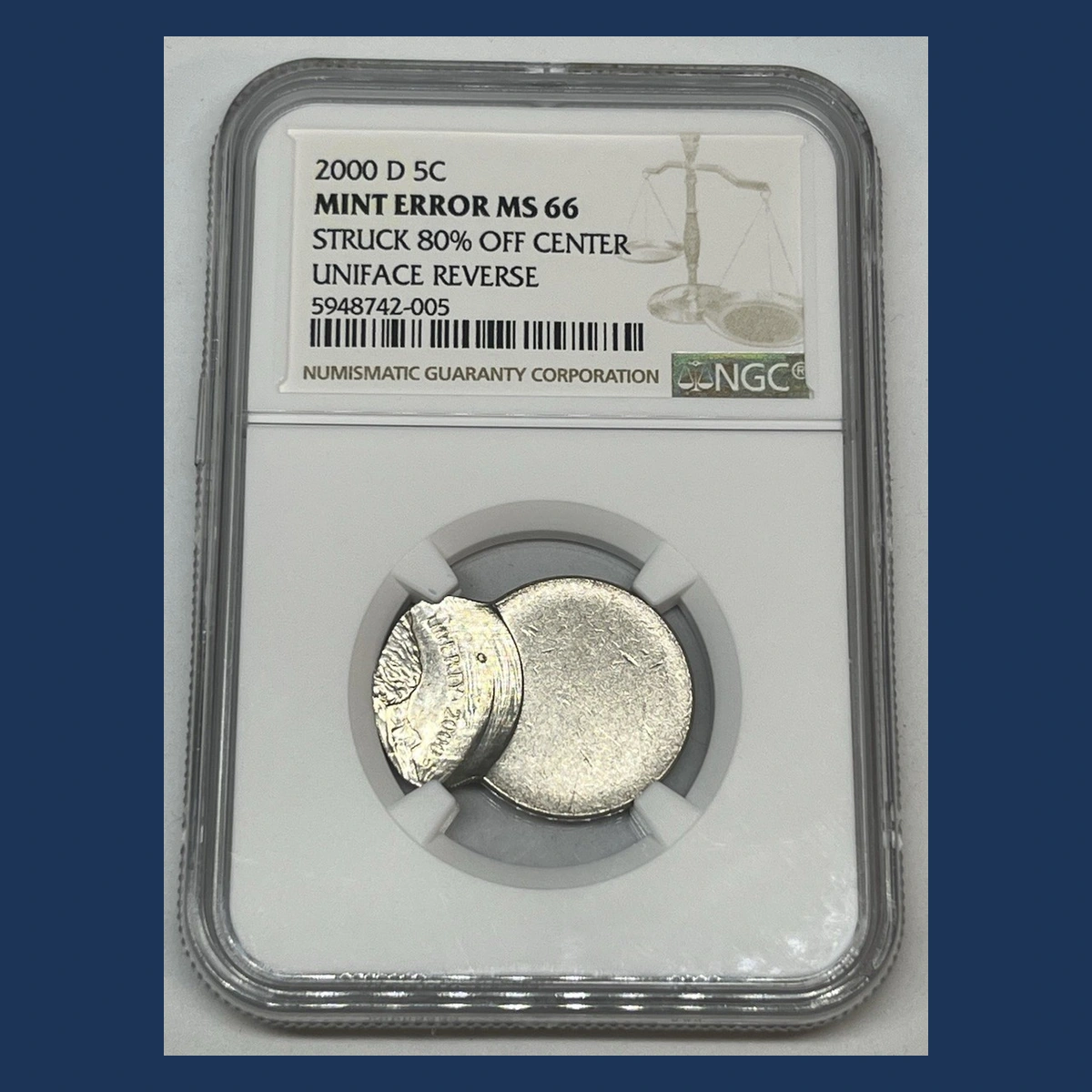 2000 Jefferson Nickel: Off-center strike