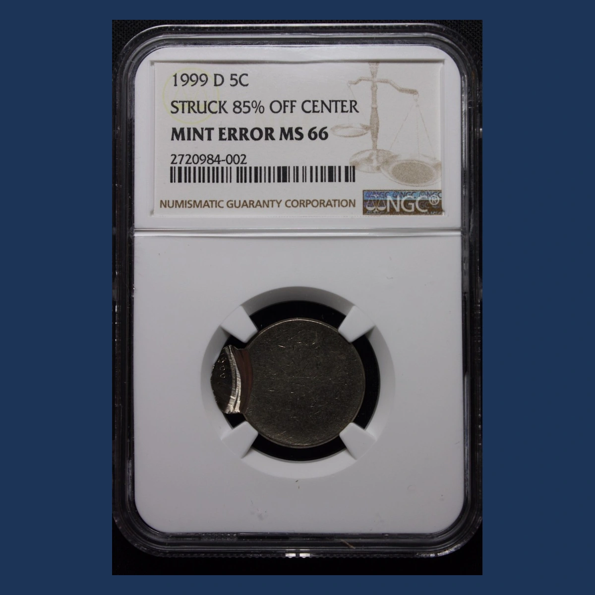 1999 Jefferson Nickel: Off-center strike