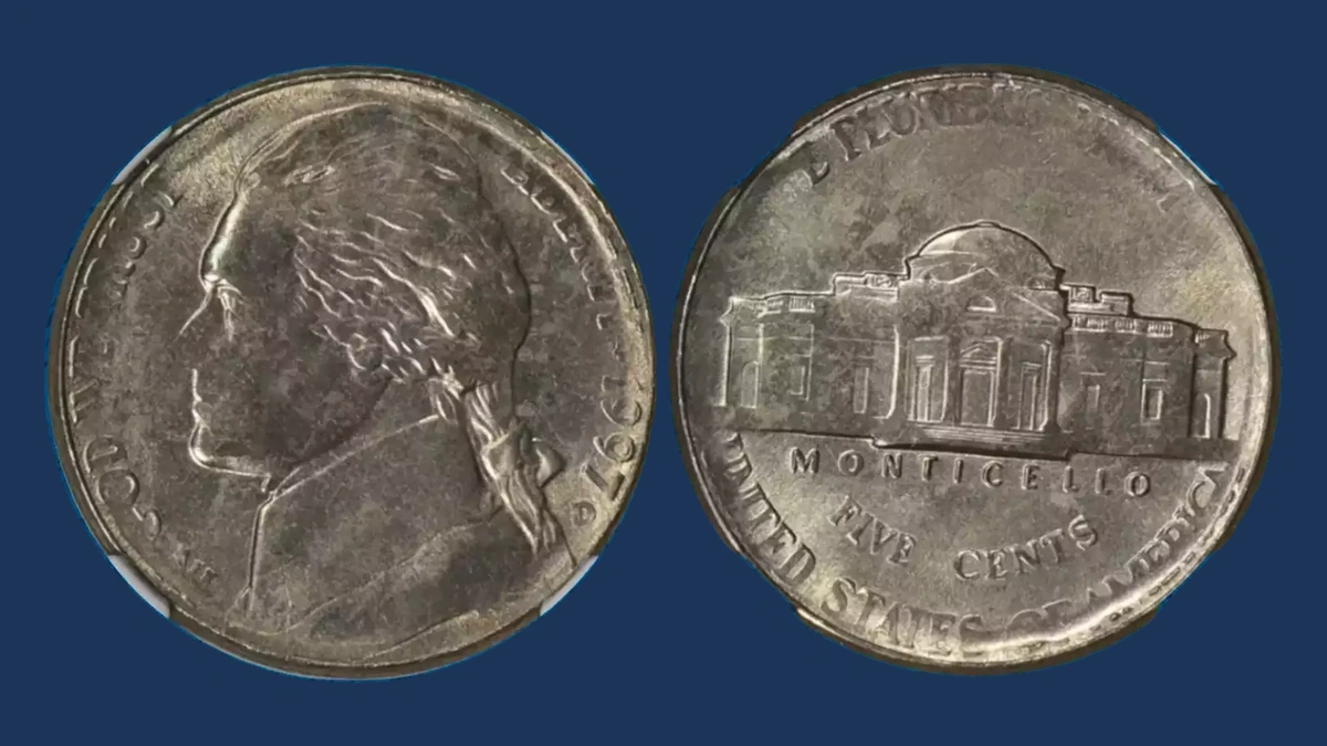1997 Jefferson Nickel: Die-Adjustment / Low-Pressure Strike