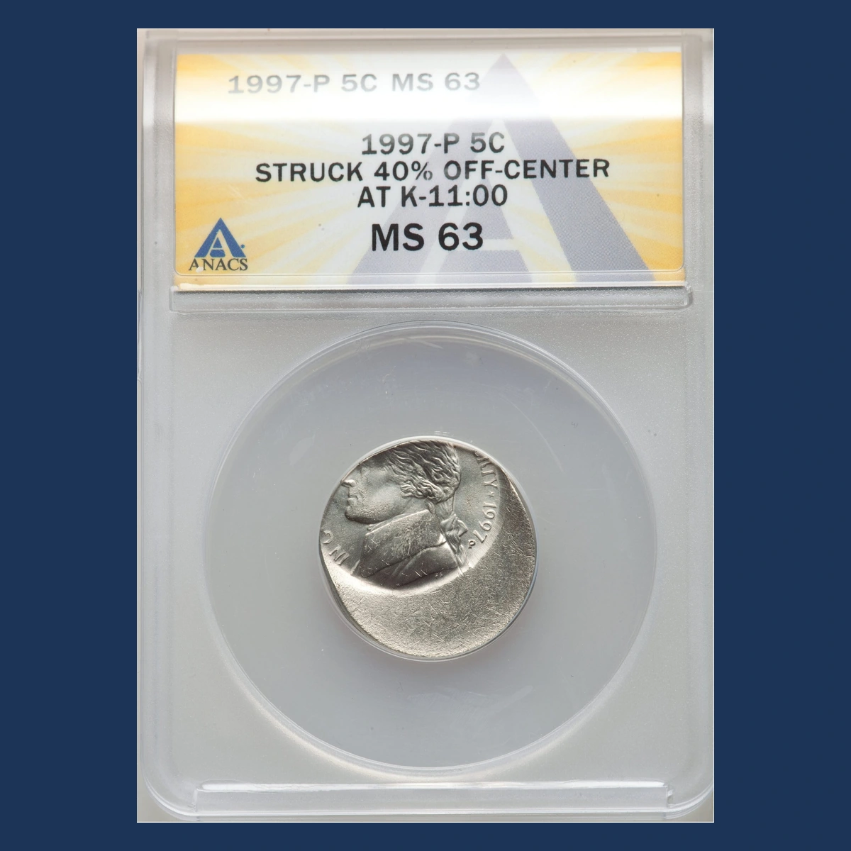 1997 Jefferson Nickel: Off-Center Strike