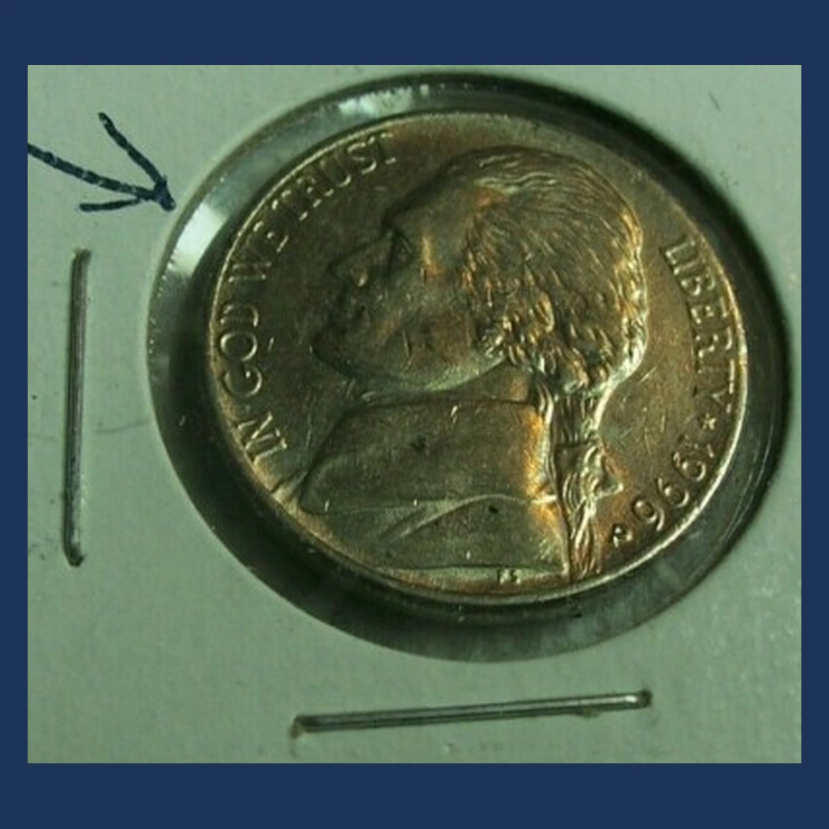 1996 Jefferson Nickel: Die Crack