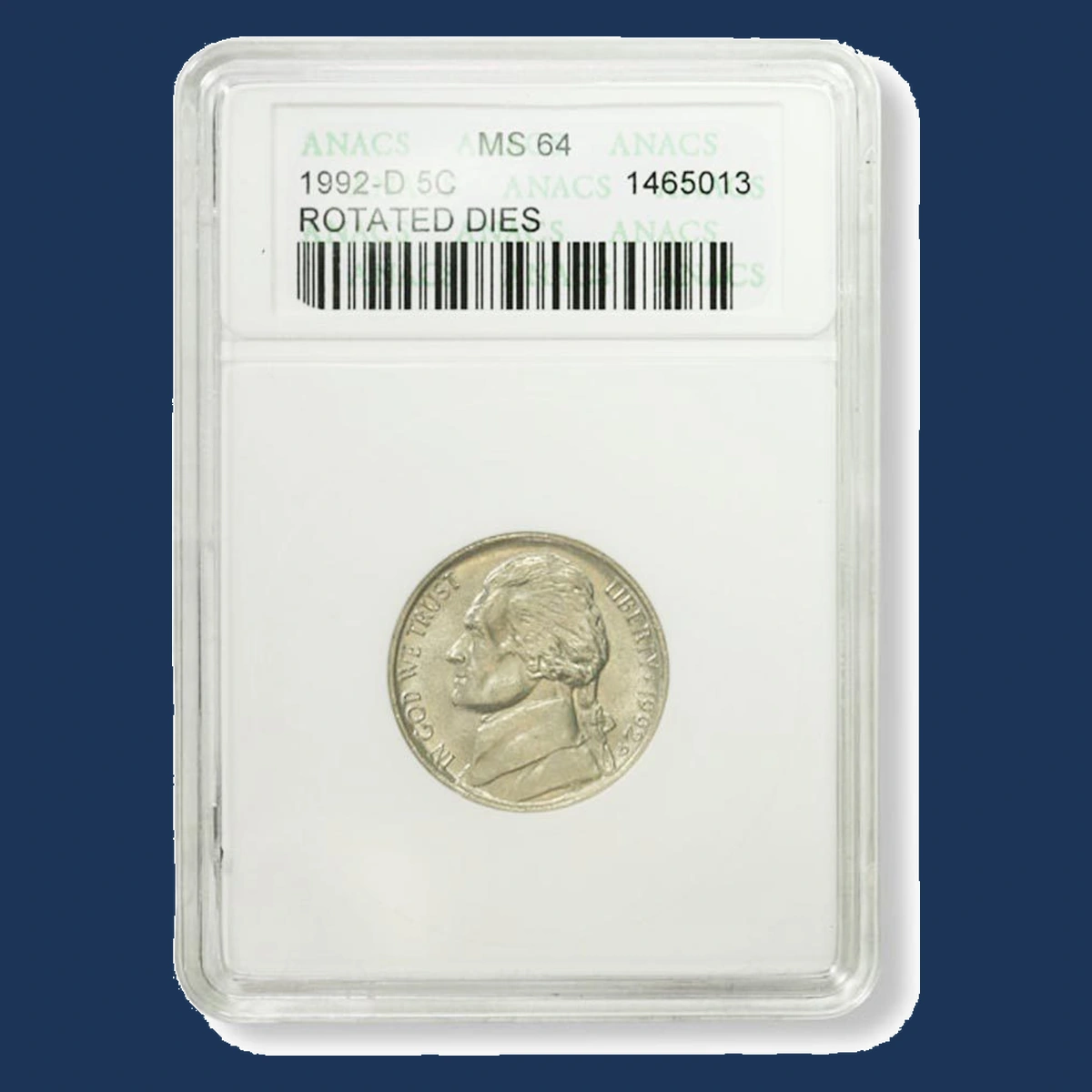 1992 Jefferson Nickel: Rotated Dies