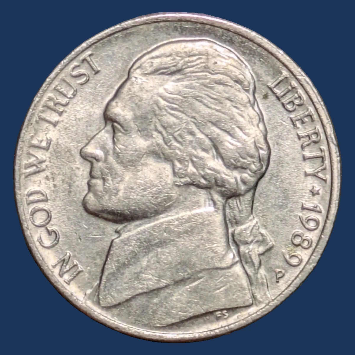 1989 Jefferson Nickel: Misaligned Die