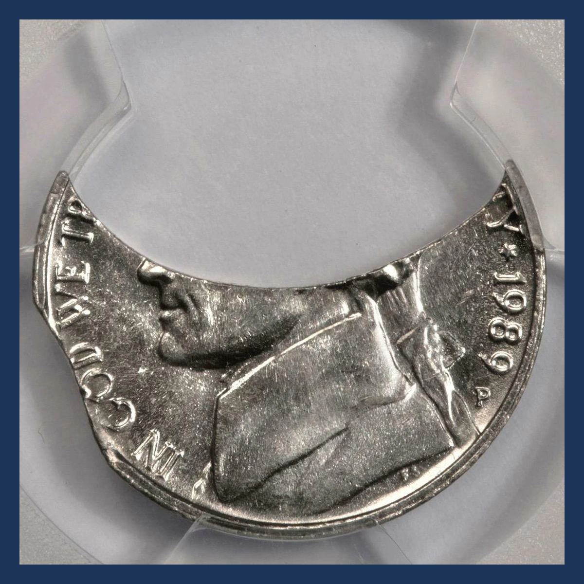 1989 Jefferson Nickel: Clipped Planchet