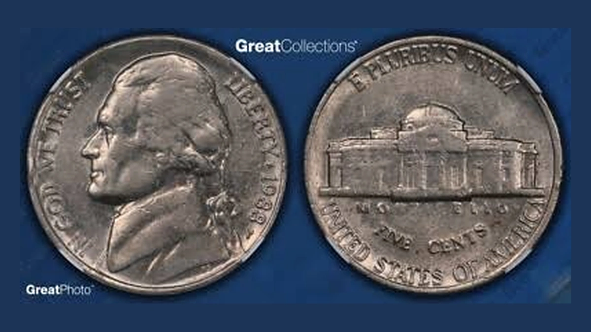 1988 Jefferson Nickel: Struck Through
