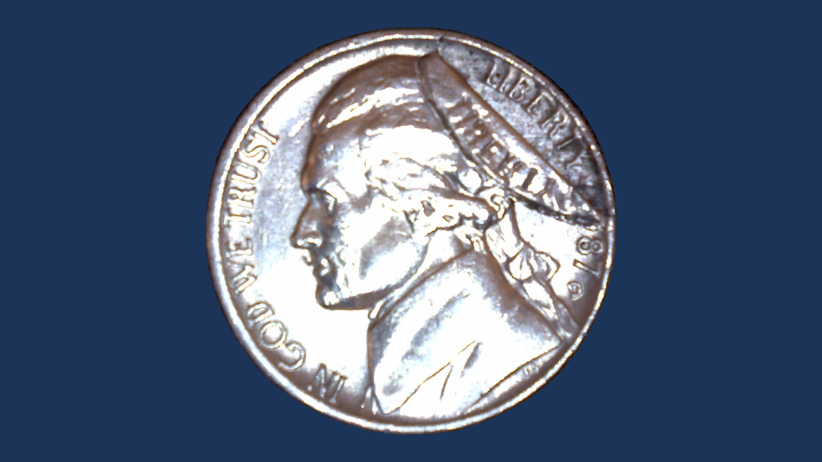 1987 Jefferson Nickel: Lamination