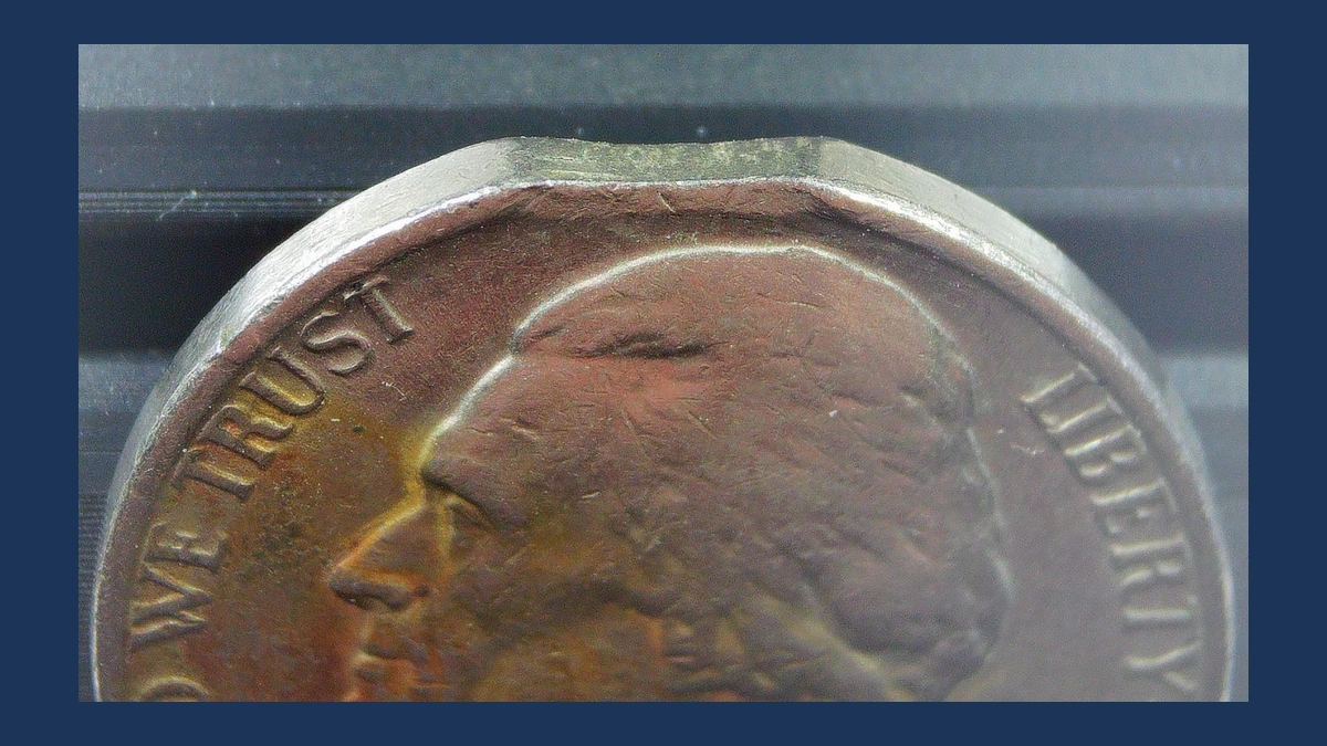 1985 Jefferson Nickel: Clipped Planchet