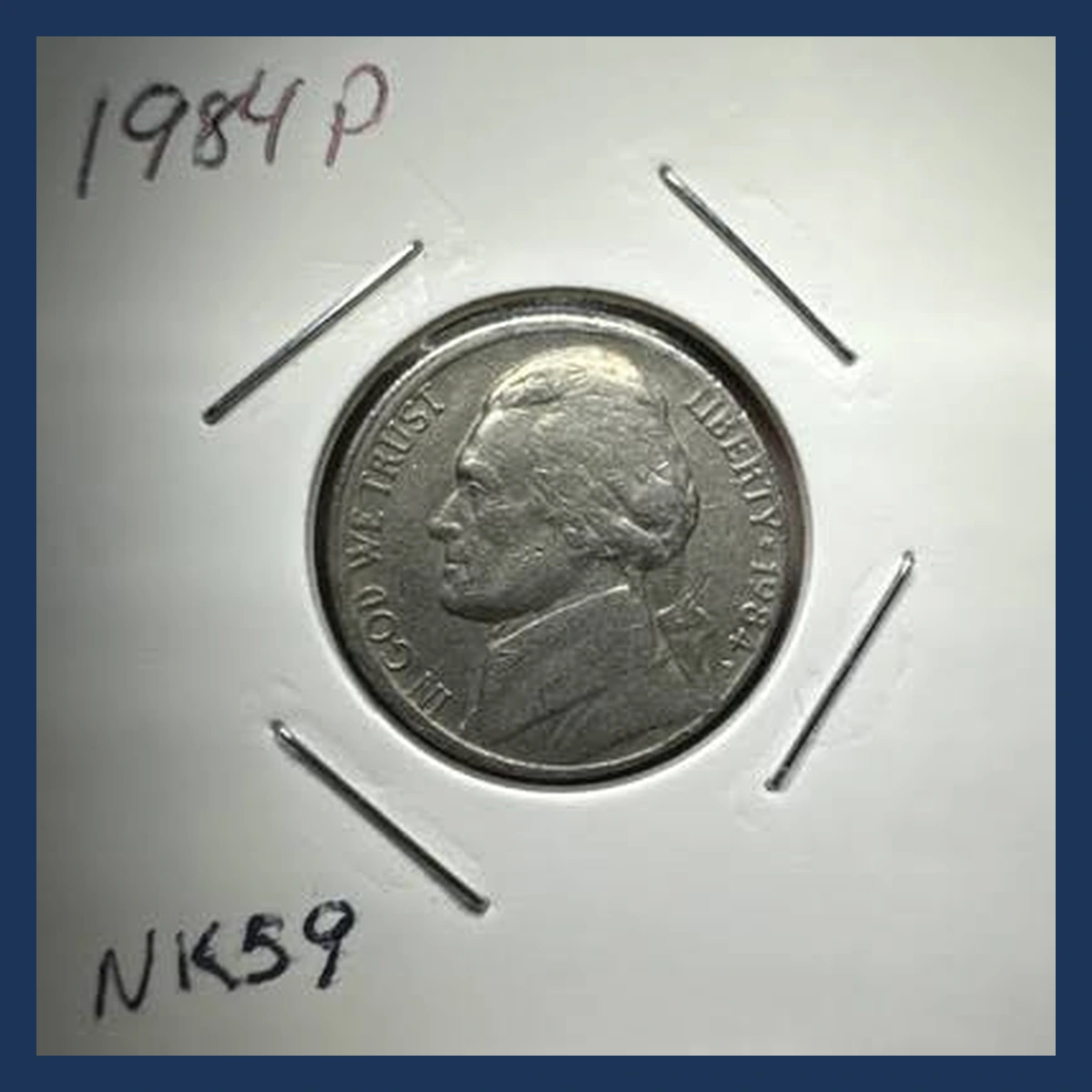 1984 Jefferson Nickel: Misaligned Die