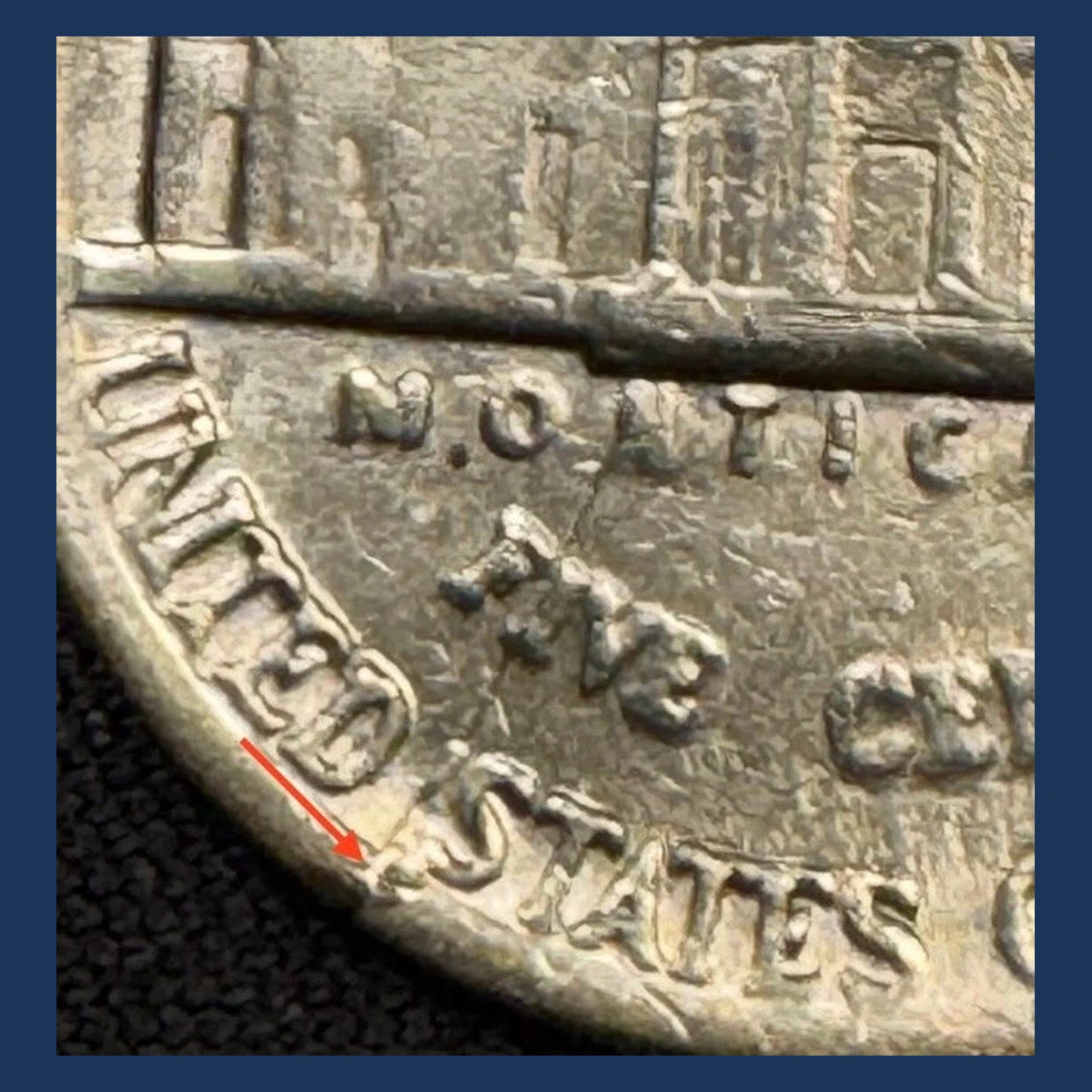 1984 Jefferson Nickel: Die Crack / Die Chip