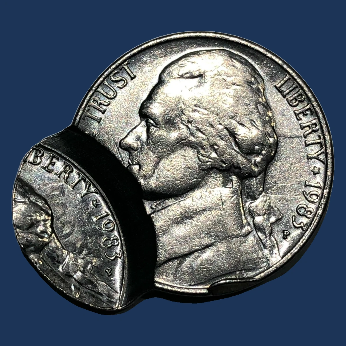 1983 Jefferson Nickel: Off-center strike