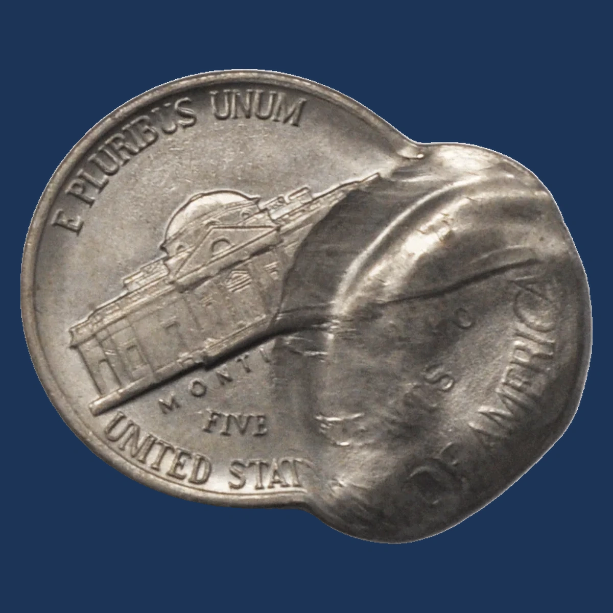 1983 Jefferson Nickel: Brockage