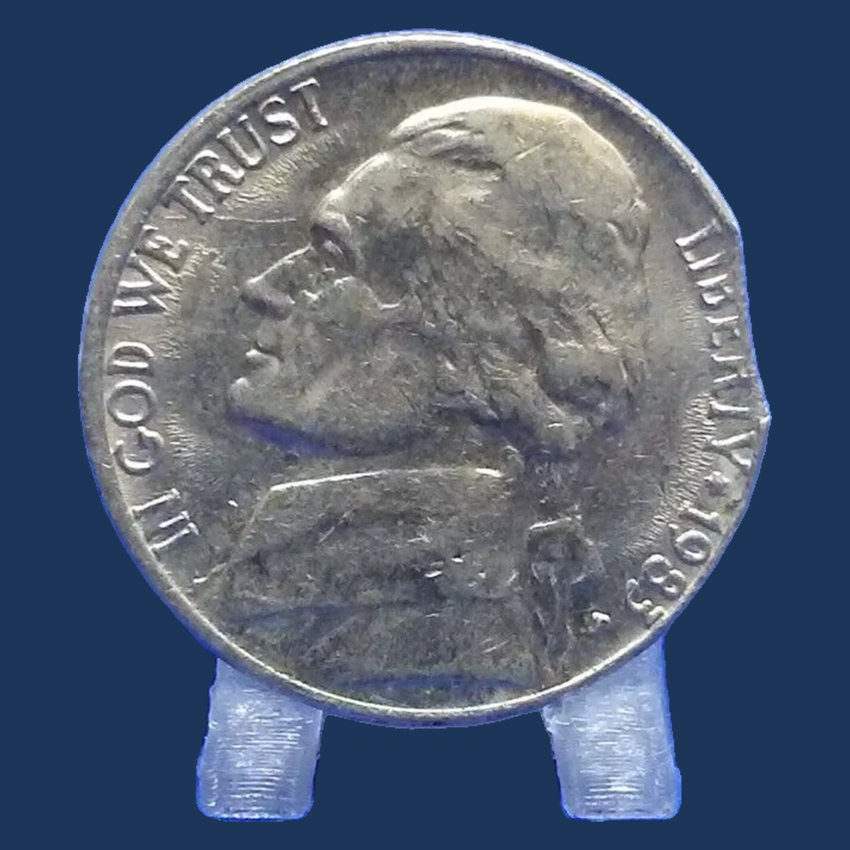 1983 Jefferson Nickel: Clipped Planchet