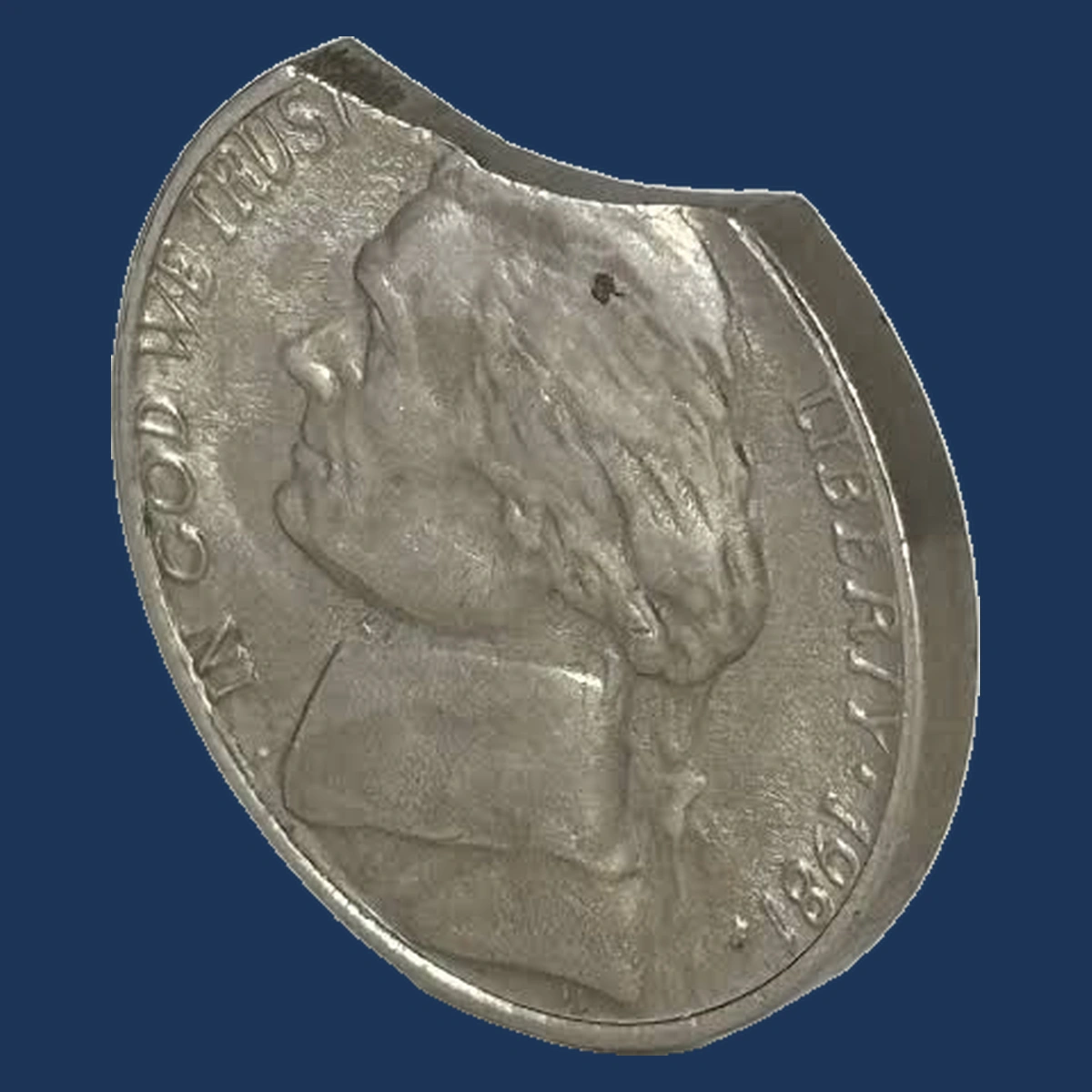 1981 Jefferson Nickel: Clipped Planchet