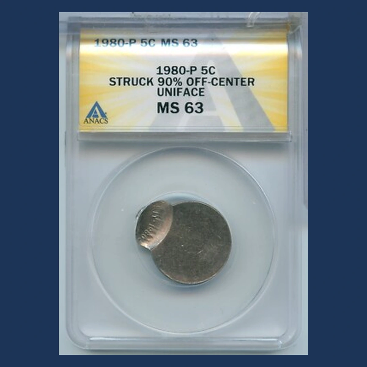 1980 Jefferson Nickel: Off-center strike