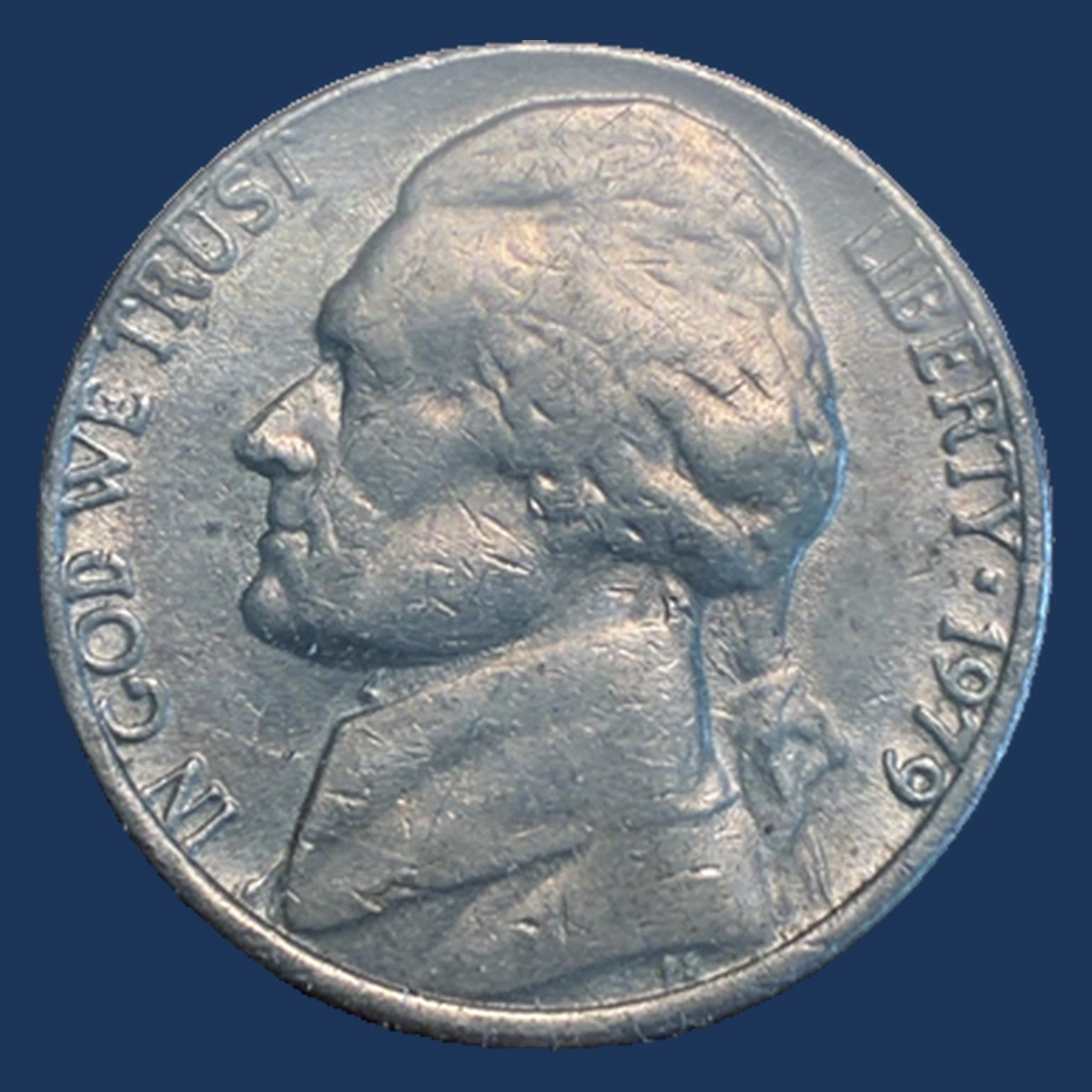 1979 Jefferson Nickel: Struck Through