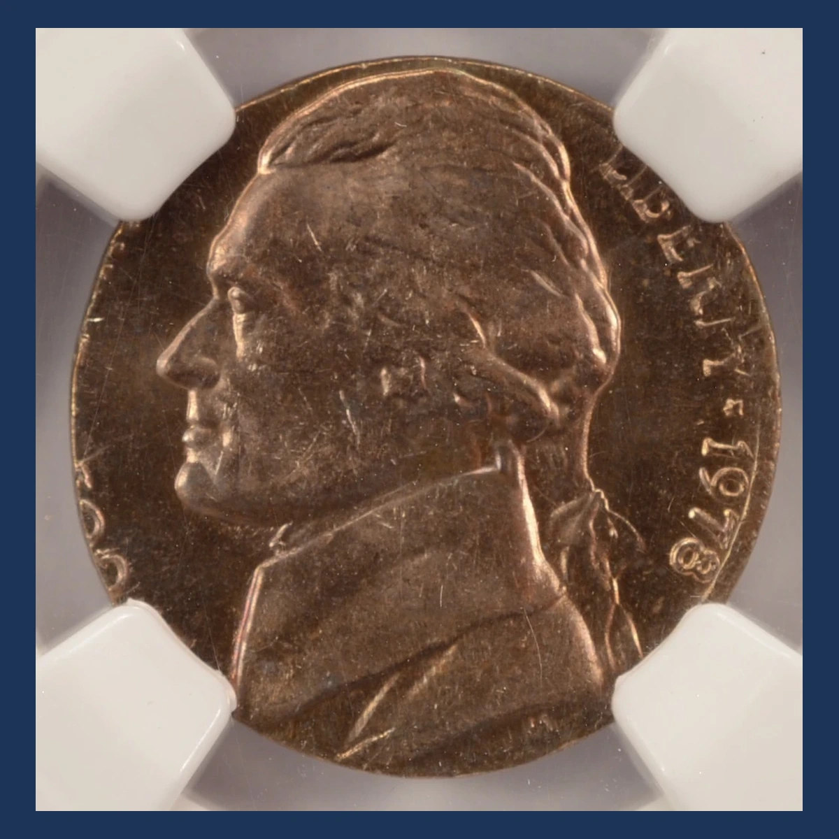 1978 Jefferson Nickel: Struck on cent planchet