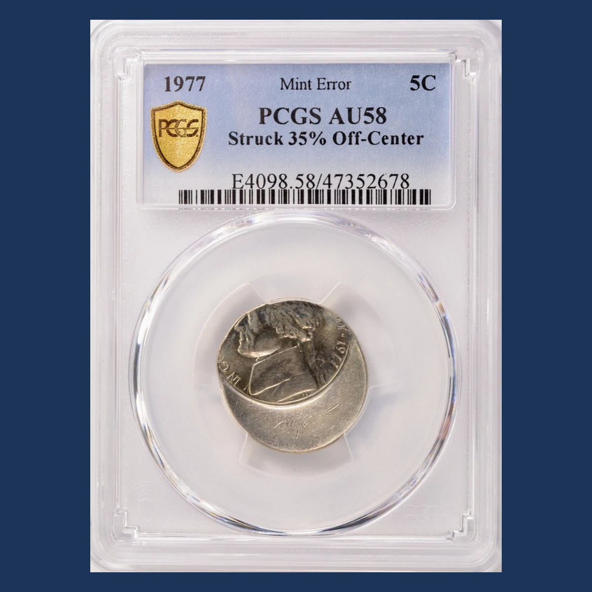 1977 Jefferson Nickel: Off-Center Strike