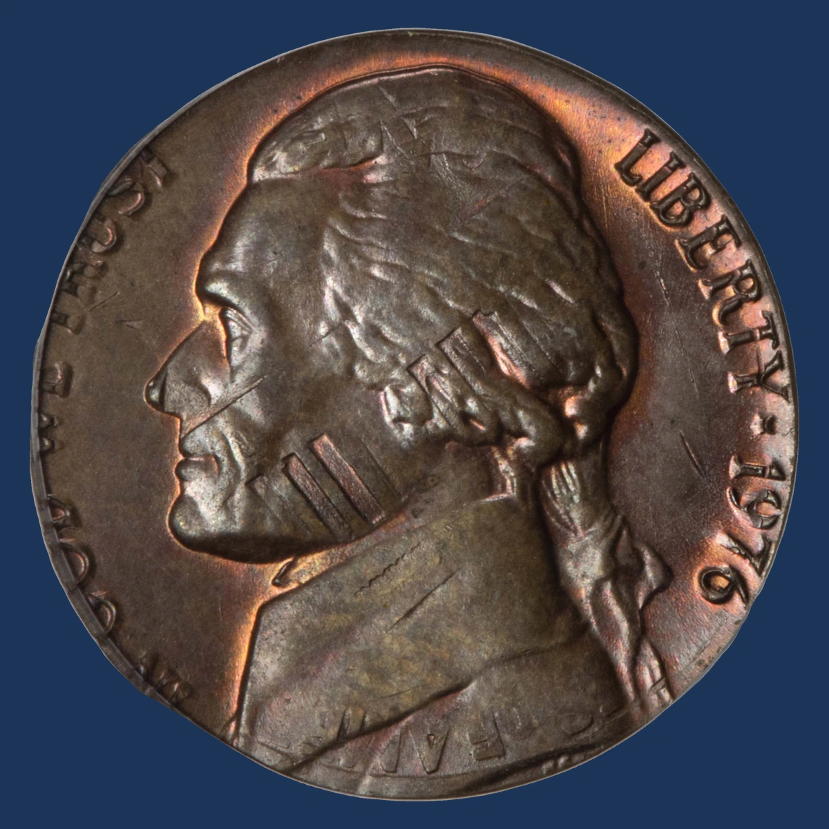 1976 Jefferson Nickel: Overstrike / Double Denomination
