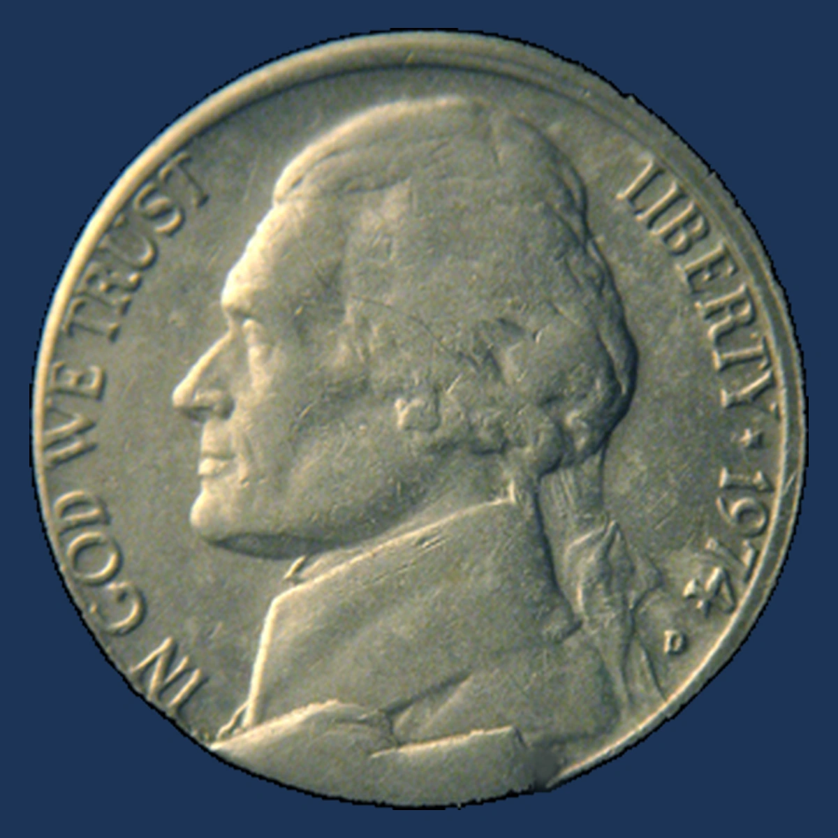 1974 Jefferson Nickel: Die Break