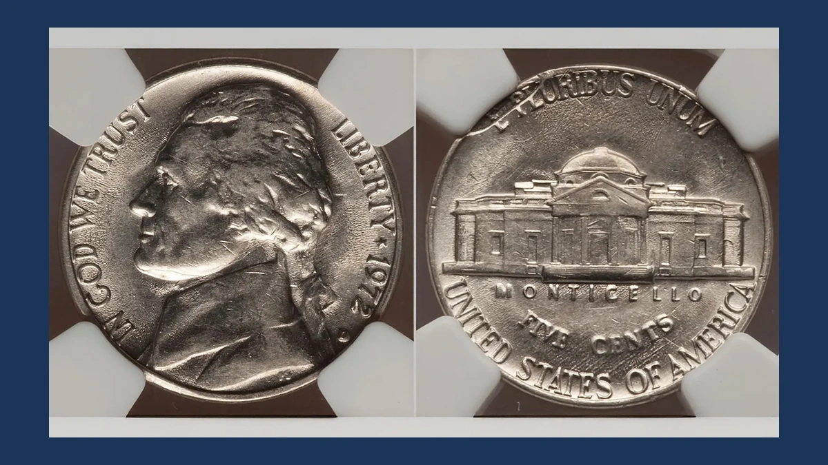 1972 Jefferson Nickel: Planchet Flaw