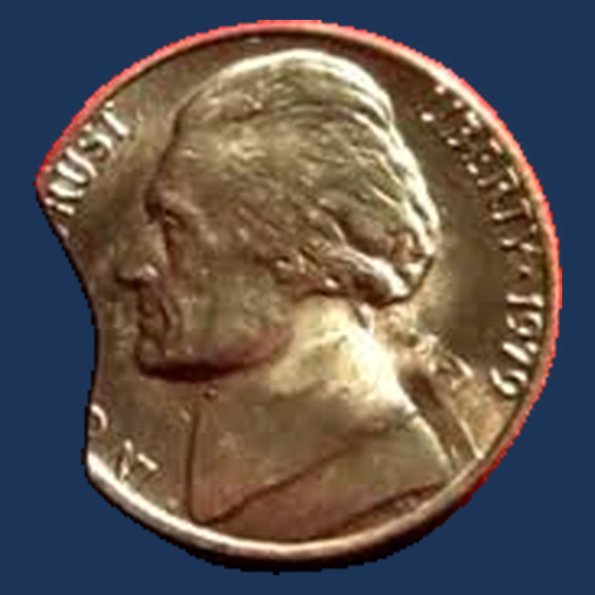1971 Jefferson Nickel: Clipped Planchet