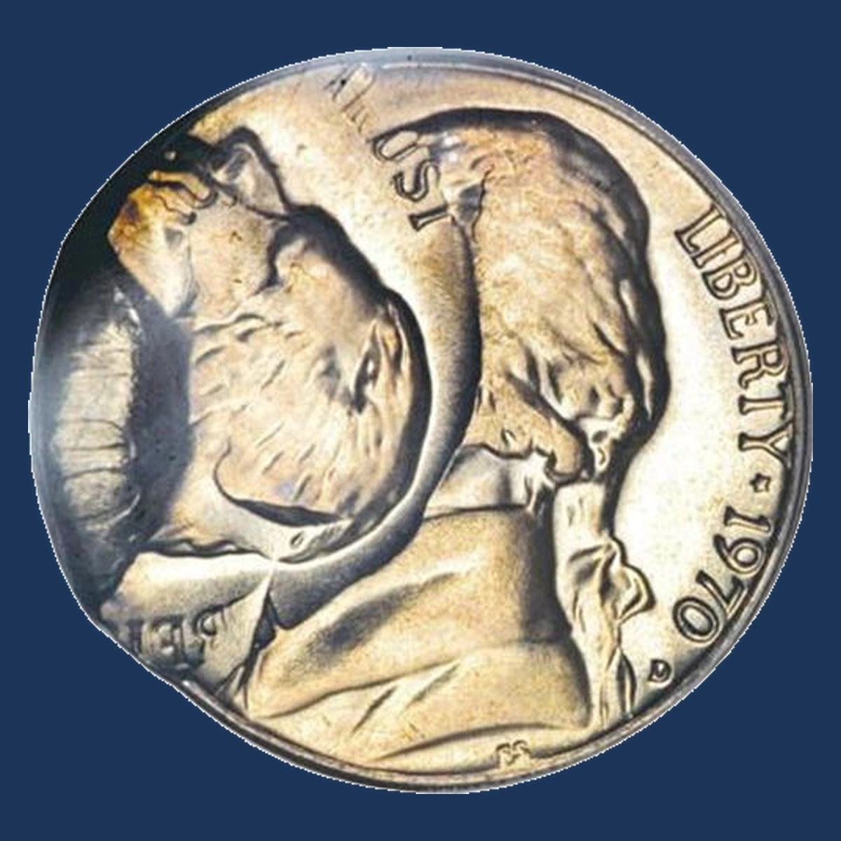 1970 Jefferson Nickel: Indent