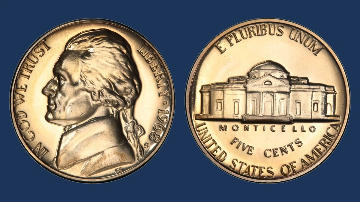 1968 Jefferson Nickel: Repunched Mintmark