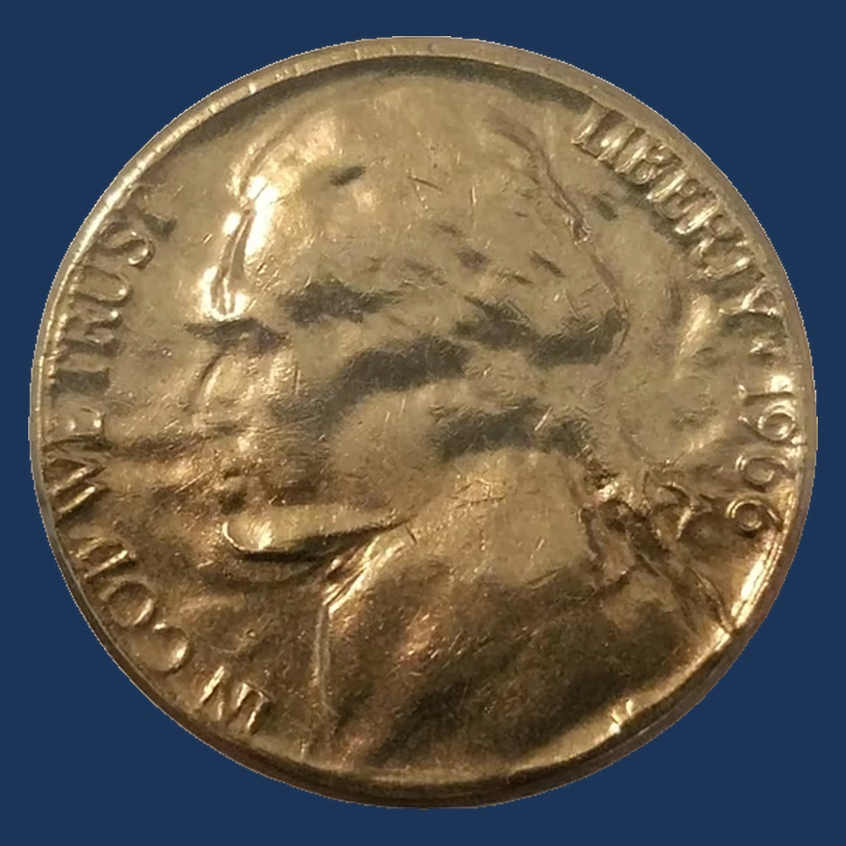 1966 Jefferson Nickel: Capped Die Strike