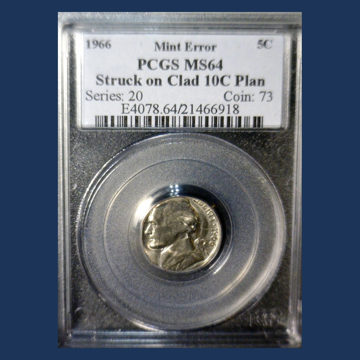 1966 Jefferson Nickel: Struck on a clad dime blank