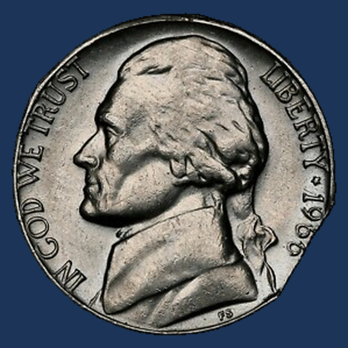 1966 Jefferson Nickel: Clipped Planchet