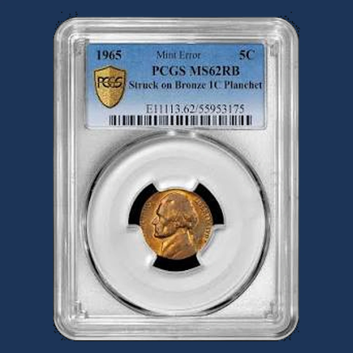 1965 Jefferson Nickel: Struck on a Cent Planchet