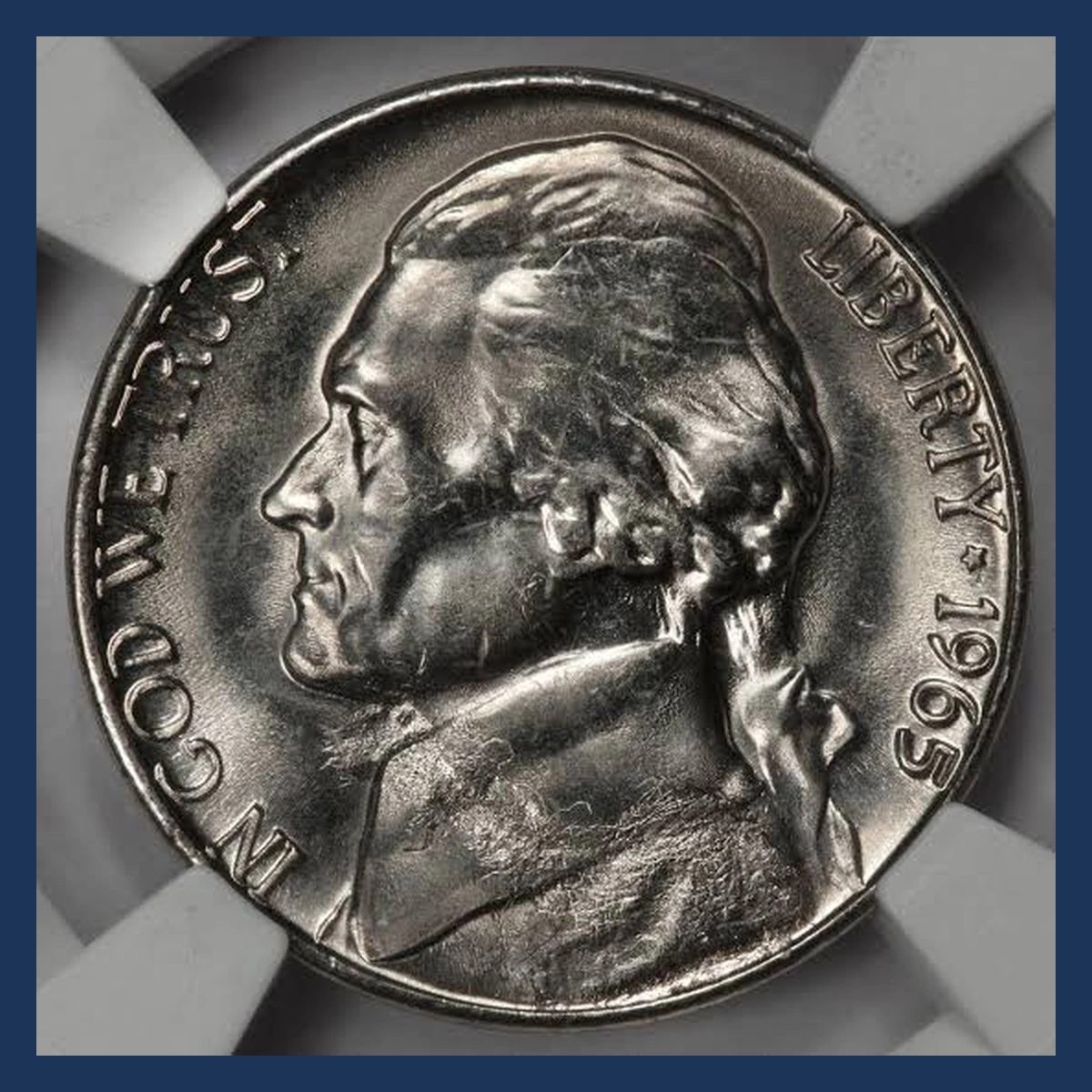 1965 Jefferson Nickel: Struck Through