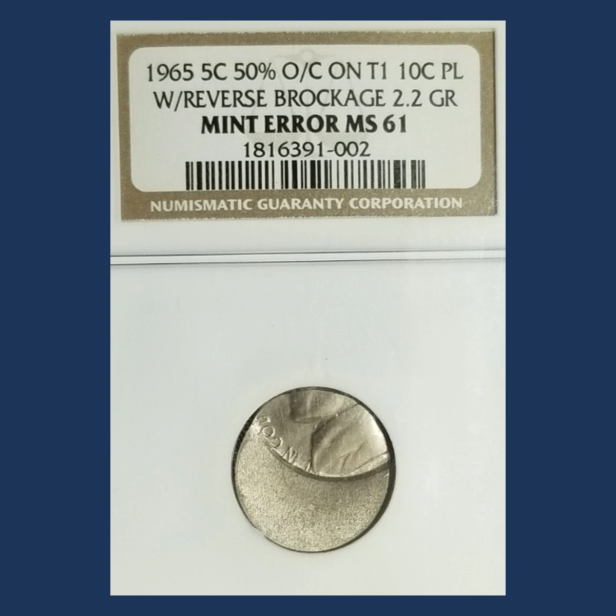 1965 Jefferson Nickel: Off-Center Strike