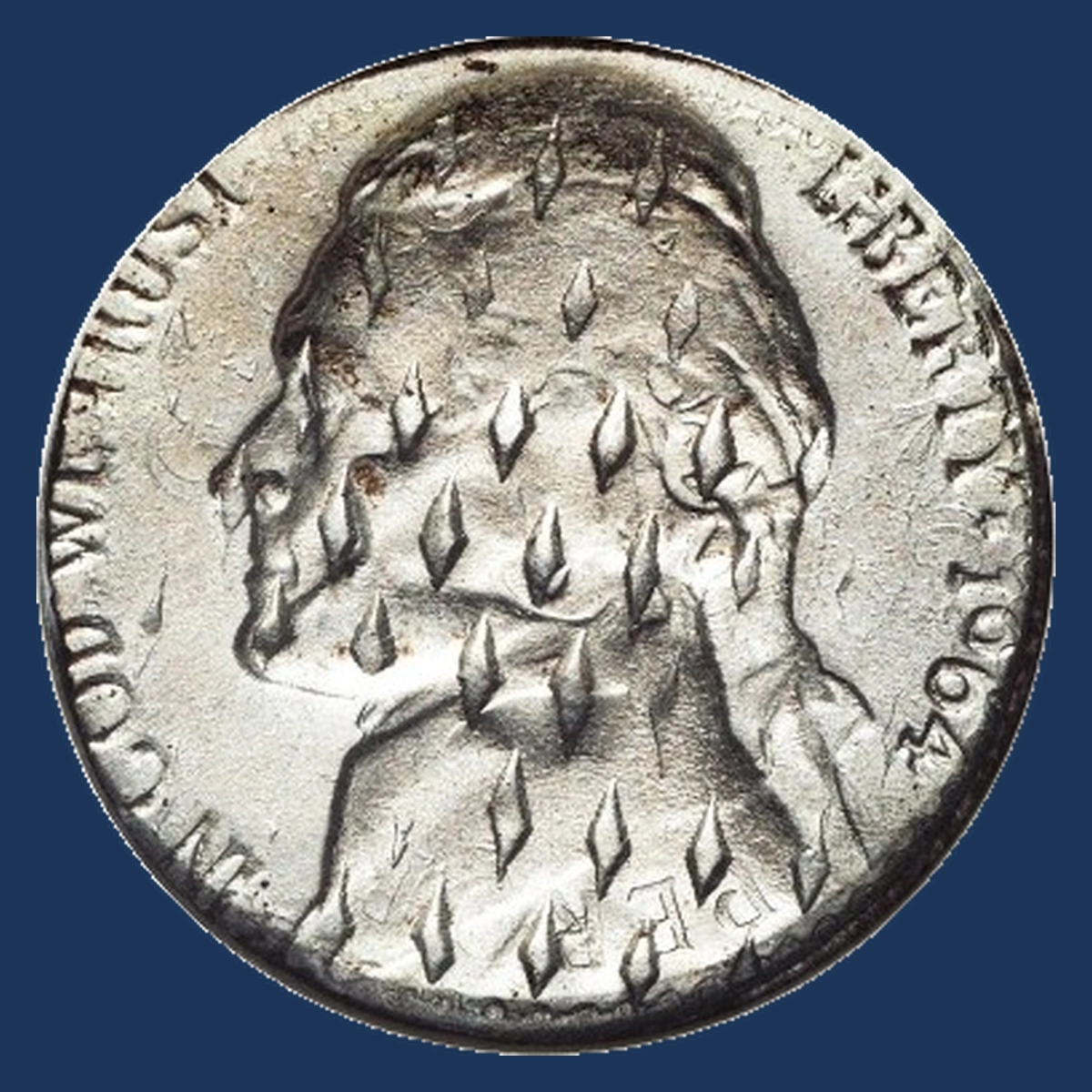 1964 Jefferson Nickel: Overstrike / Double Denomination