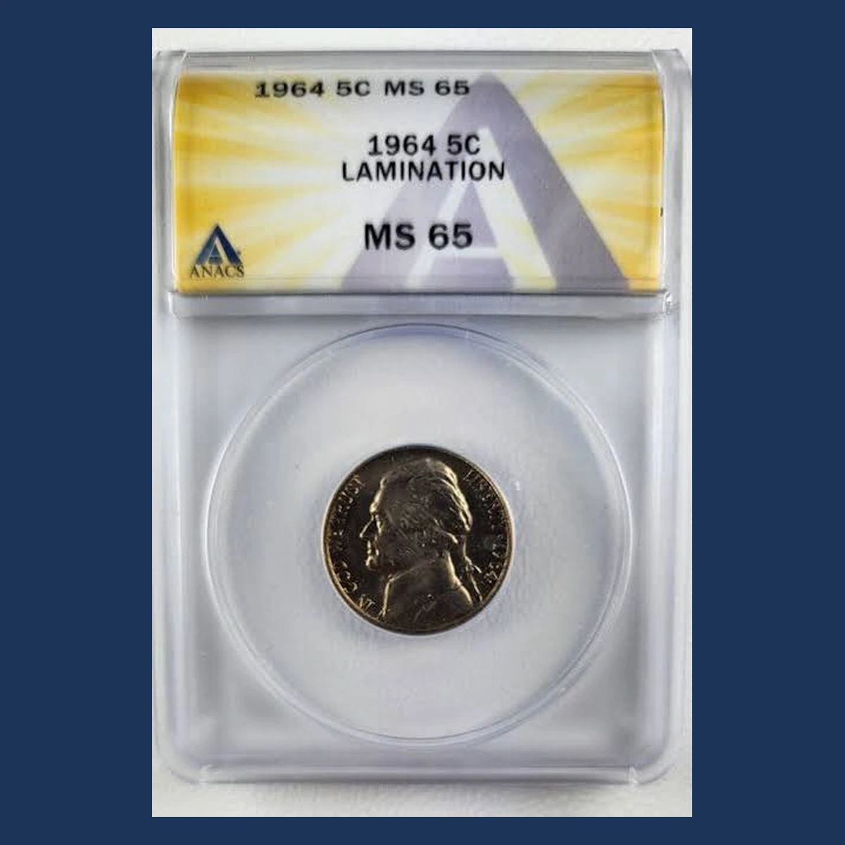 1964 Jefferson Nickel: Lamination