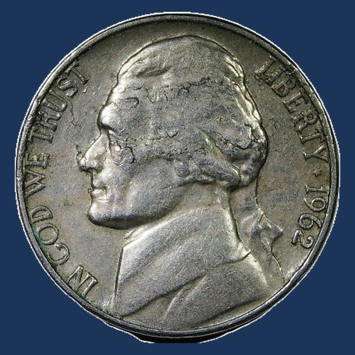 1962 Jefferson Nickel: Lamination / Split Planchet