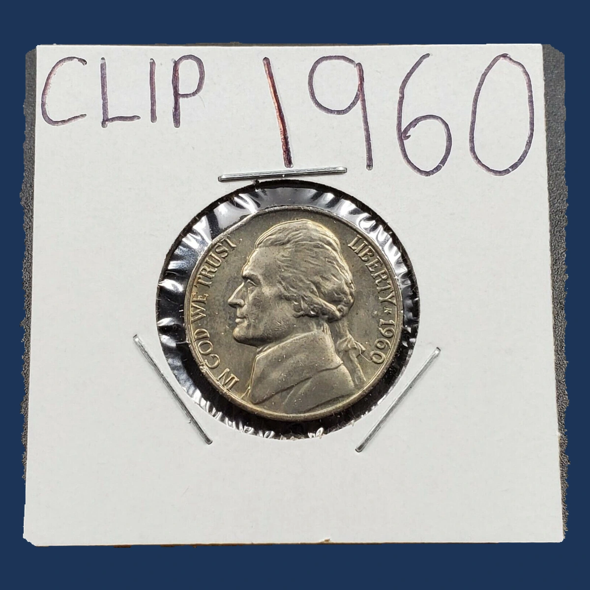 1960 Jefferson Nickel: Clipped Planchet