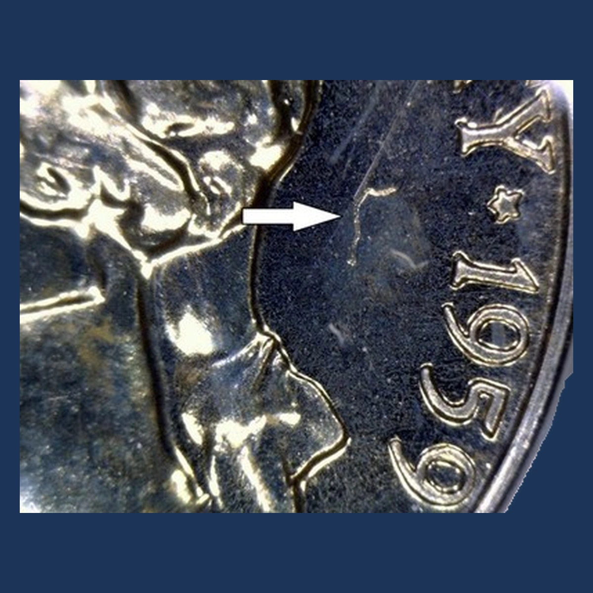 1959 Jefferson Nickel: Struck-Through Error