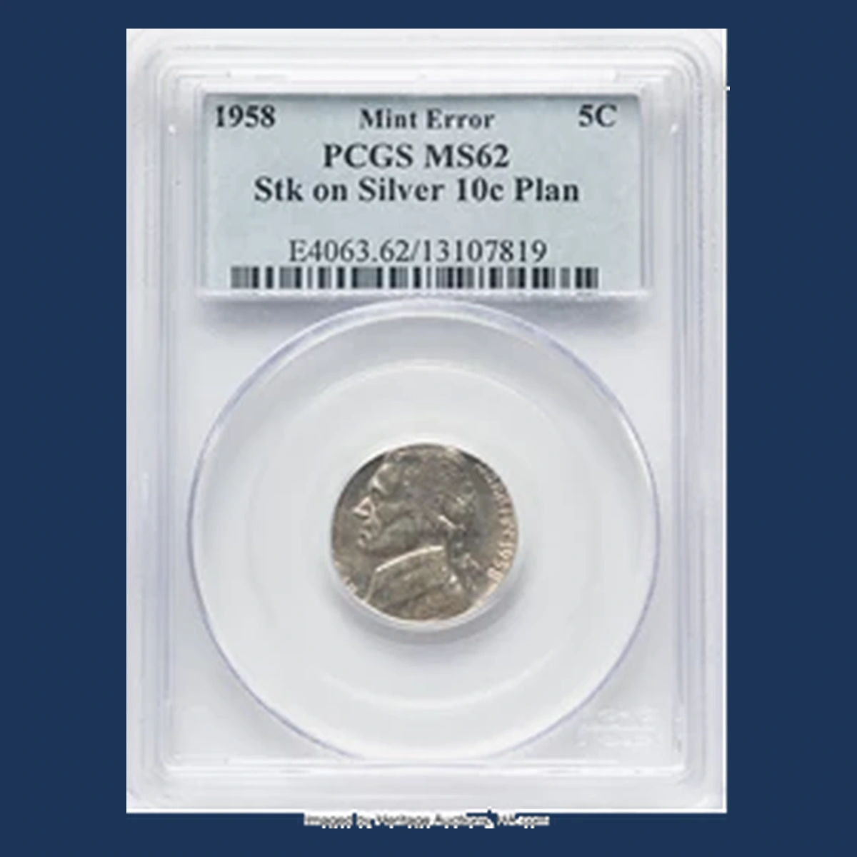 1958 Jefferson Nickel: Struck on a silver dime planchet