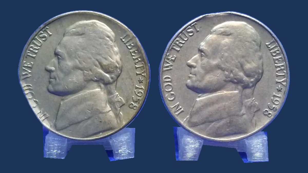 1958 Jefferson Nickel: Clipped Planchet