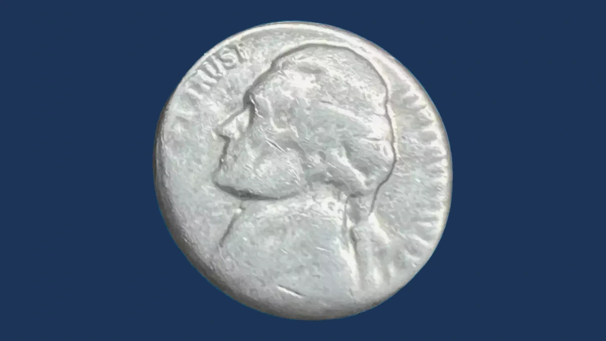 1955 Jefferson Nickel: Struck Through