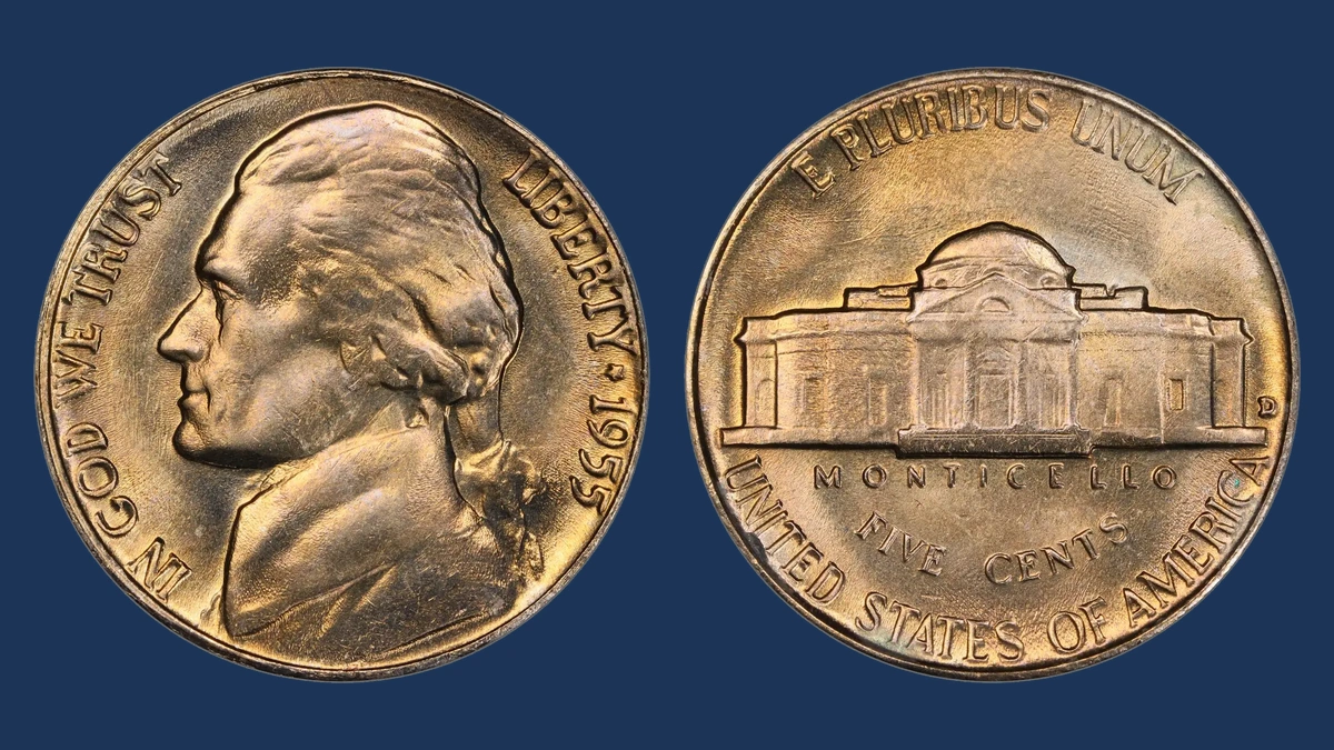 1955 Jefferson Nickel: D over S mintmark