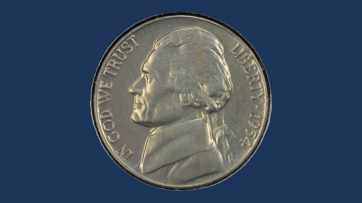 1954 Jefferson Nickel: Struck Through