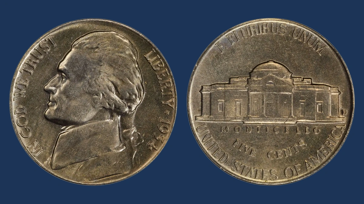 1954 Jefferson Nickel: Repunched Mintmark