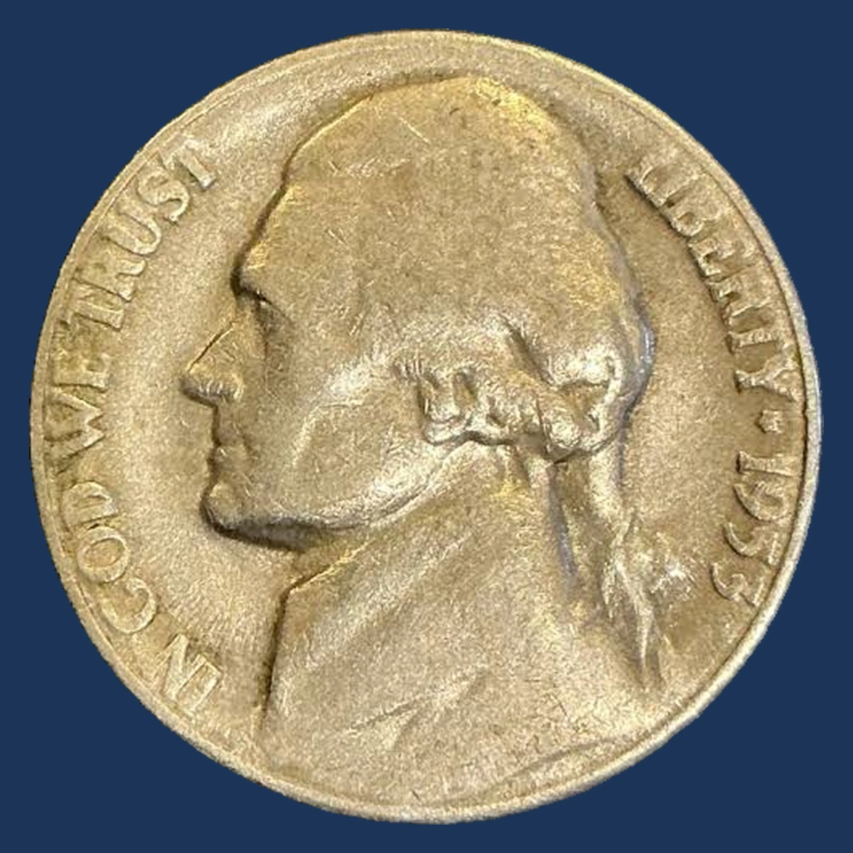 1953 Jefferson Nickel: Struck Through