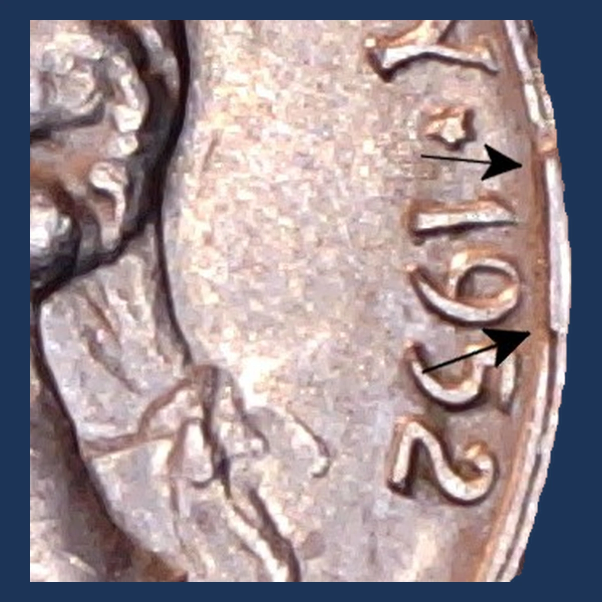 1952 Jefferson Nickel: Die Break